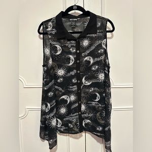 Black Collared Space Tank Top